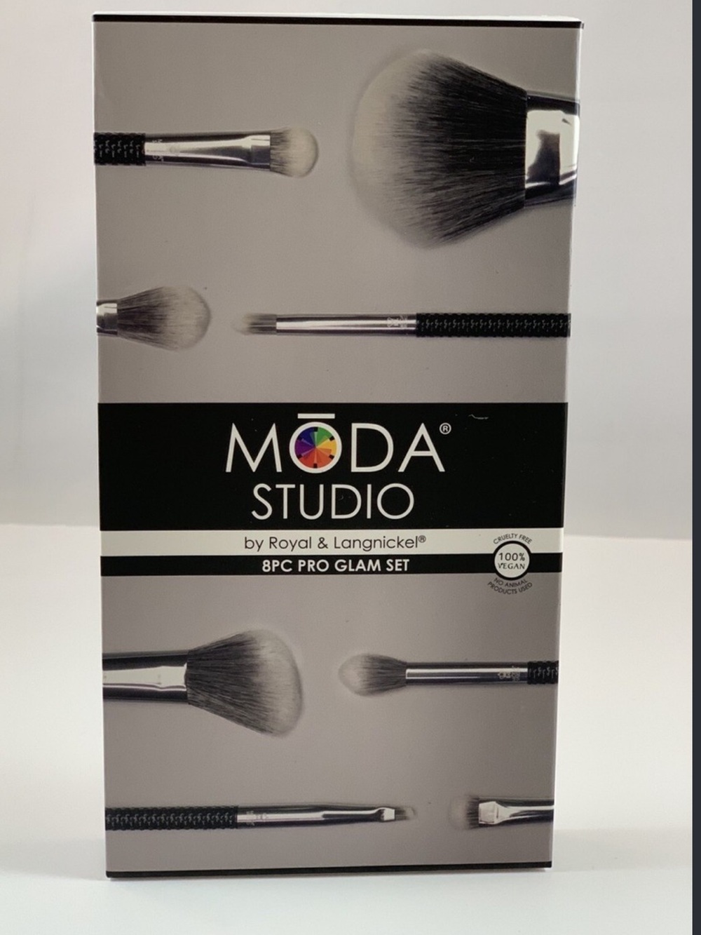Moda studio 8-Piece Makeup Brush Set - Black & Silver